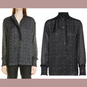 NWT $238 Birgitte Herskind [ 38 ] Lou Snake Print Blouse‎ in Snake Grey